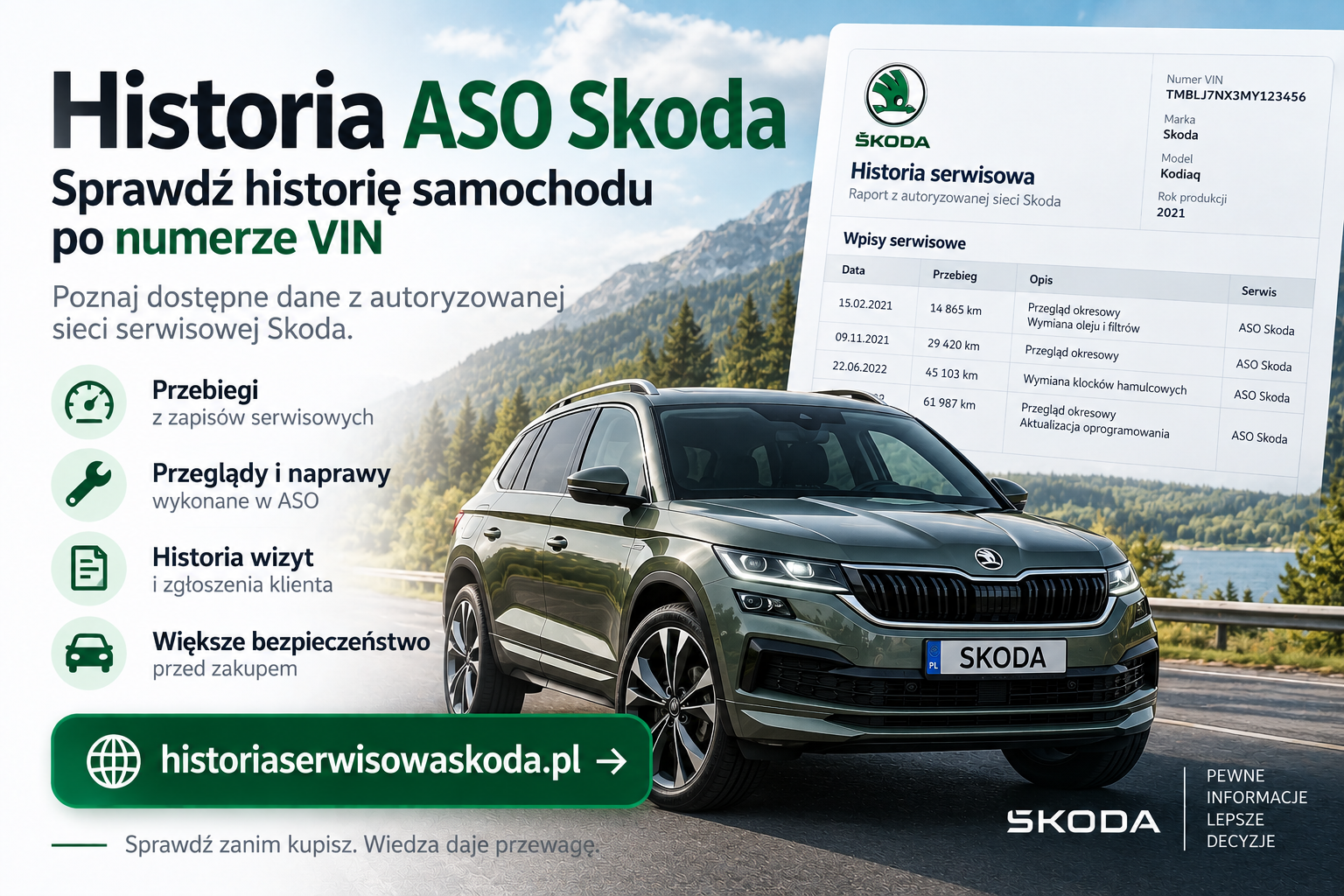 Historia serwisowa Skoda po VIN – raport ASO Skoda, przebiegi, przeglądy i naprawy